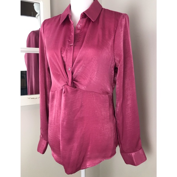Laundry by Shelli Segal Fuschia Satin Twist Blouse NWT Size Small - Picture 5 of 12